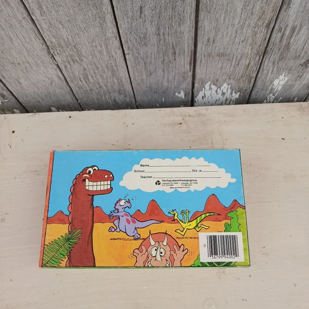 Vintage Dinosaur PENCIL BOX School Sterling Lebanon Packaging Cardboard USA Made